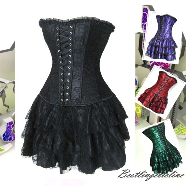 cod22 - Corset conjunto saia, 4 cores