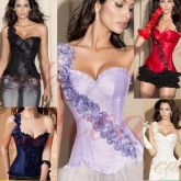 cod6 - Corset detalhes flores, acompanha calcinha