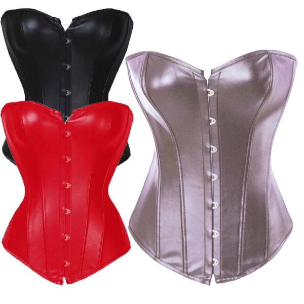 cod21 - Corset couro sintético, 3 cores