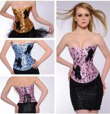 cod39 - Corset de cetim florido, 3 cores